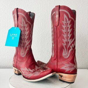 Lane LEXINGTON Cowboy Boots Womens 11 Red Leather Western Cowgirl Mid Calf Tall